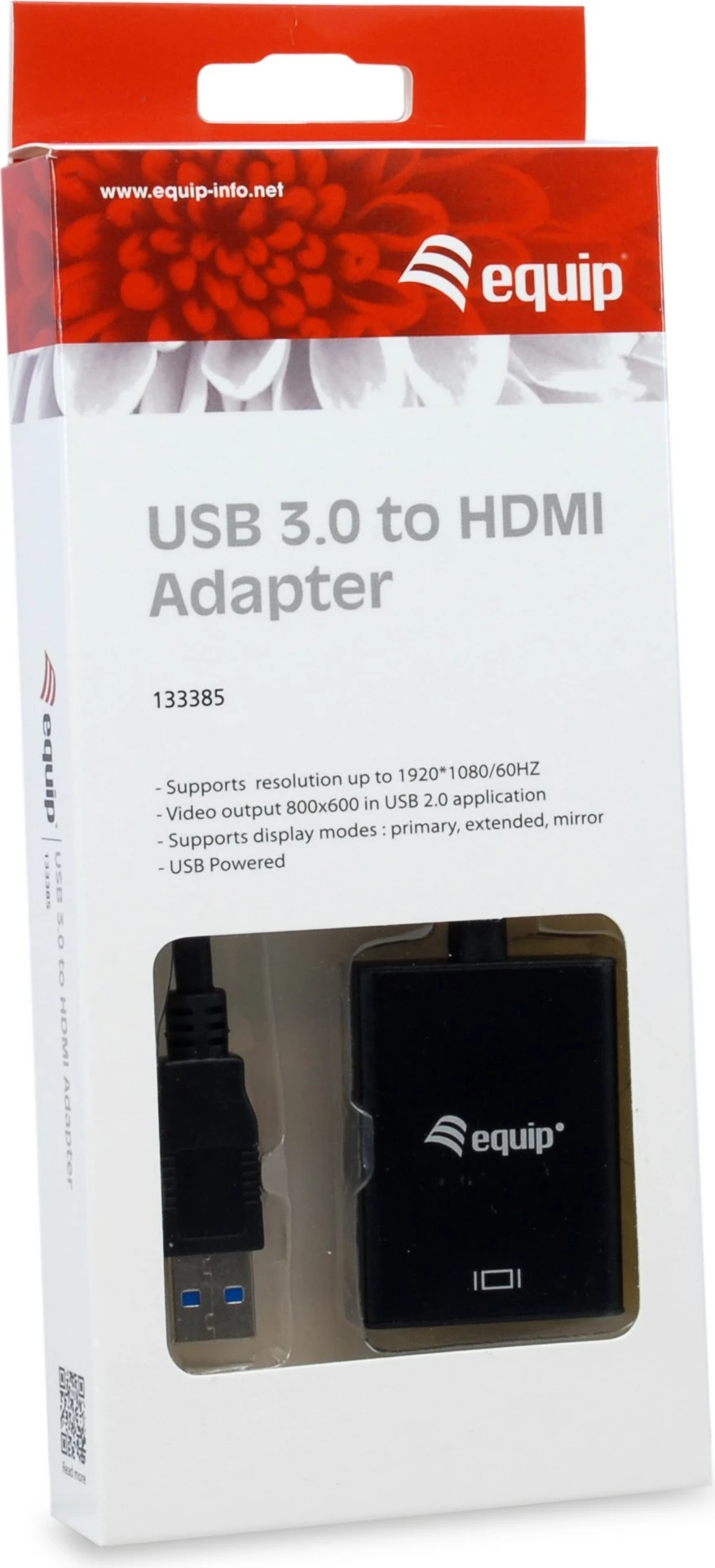 Adapter USB 3.0 v HDMI, Equip 133385, 1920 x 1080, črn