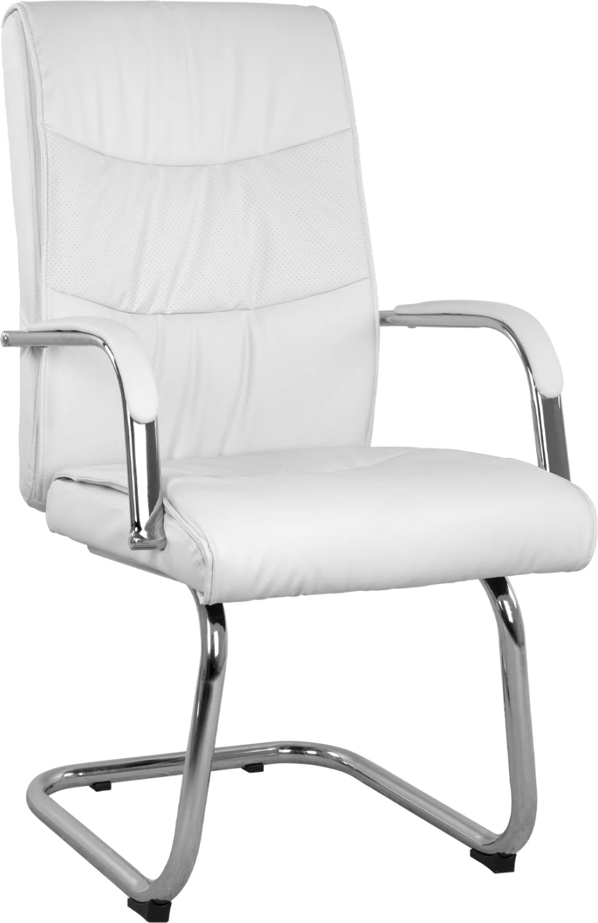 Obiskovalčev naslanjač JACOB FH1045.12 bel PU s kromirano osnovo 57x73.5x96 cm, set 2 kosov