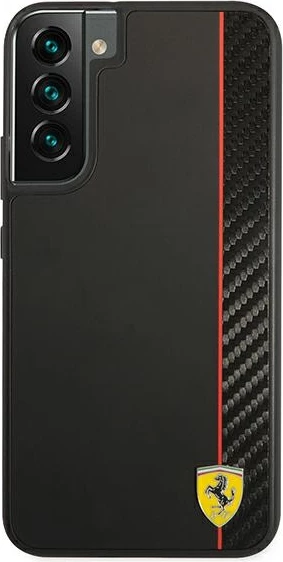 Ovitek Ferrari On Track Carbon Stripe za Samsung Galaxy S22+, črn