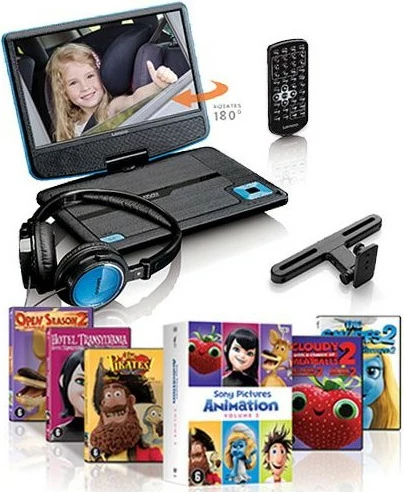 Prenosni DVD predvajalnik Lenco DVP-910, 9-palčni, USB, s slušalkami, modro/črn