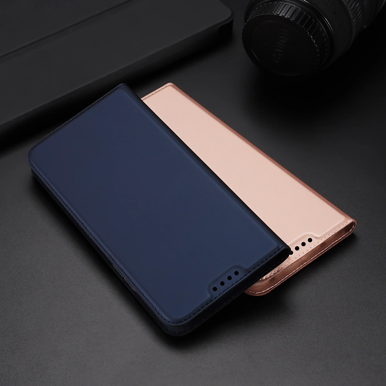 Ovitek za pametni telefon Dux Ducis Skin Pro za Oppo Reno 8, s preklopnim pokrovom, z žepom za kartico, s funkcijo stojala, moder