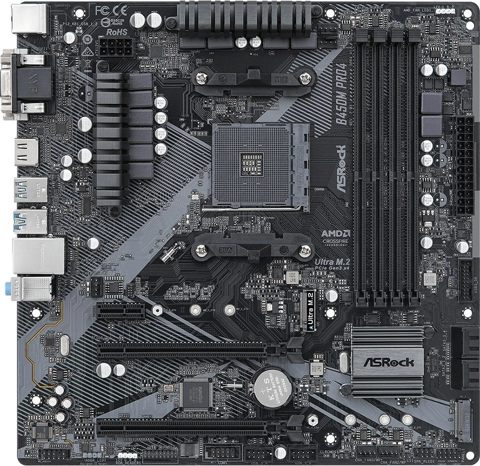 Matična plošča Asrock B450M Pro4 R2.0, Socket AM4, micro ATX