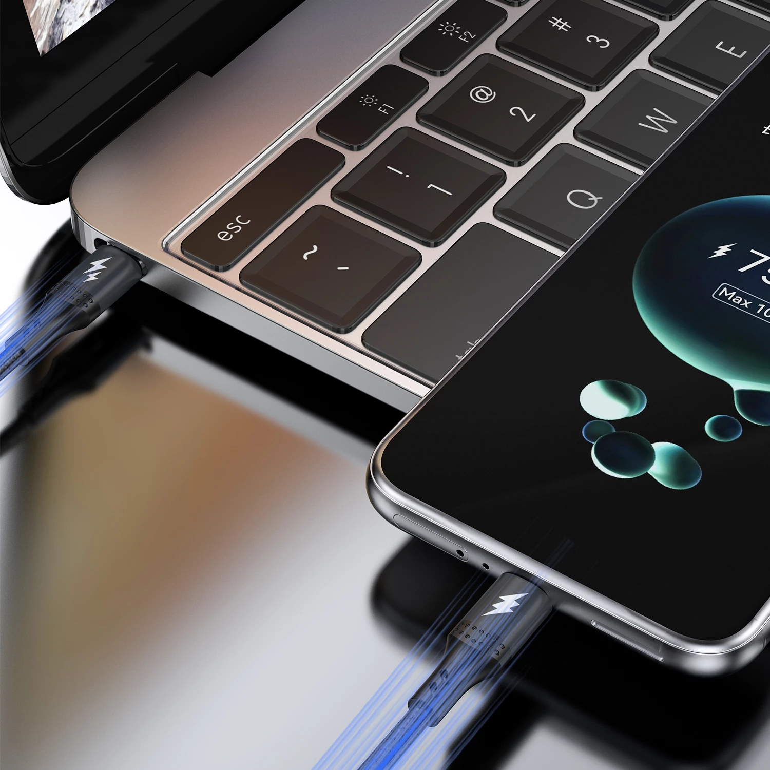 USB-C na USB-C kabel Dudao L3CC, 1,2 m, 60 W, najlon, črn