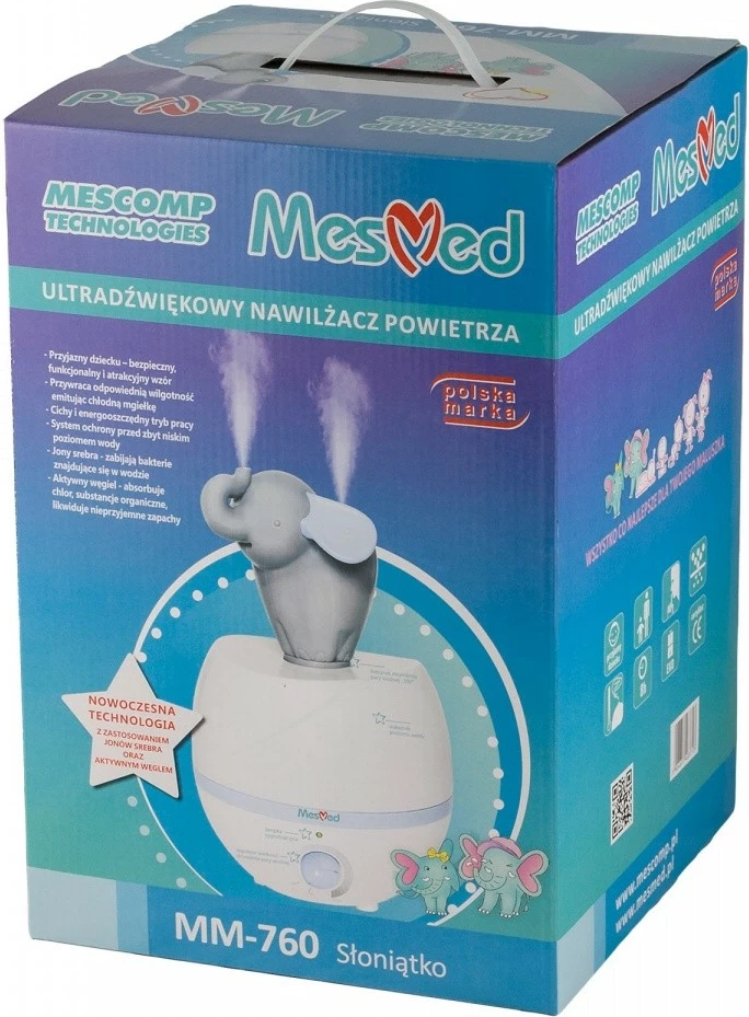 Humidifikator za zrak Mesmed MM-760 Elephant, 2,5 L, modro/siv/bel