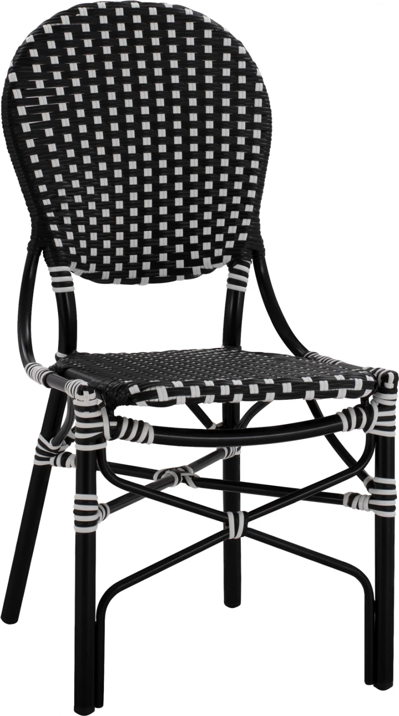 Aluminijasti stol bambus videza s pletenjem črno belo FH5792.02 46x60x96 cm