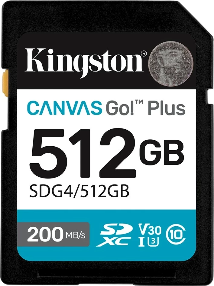Kartica pomnilnika 512GB Canvas Go! Plus SDXC, Kingston, 200MB/s, črna