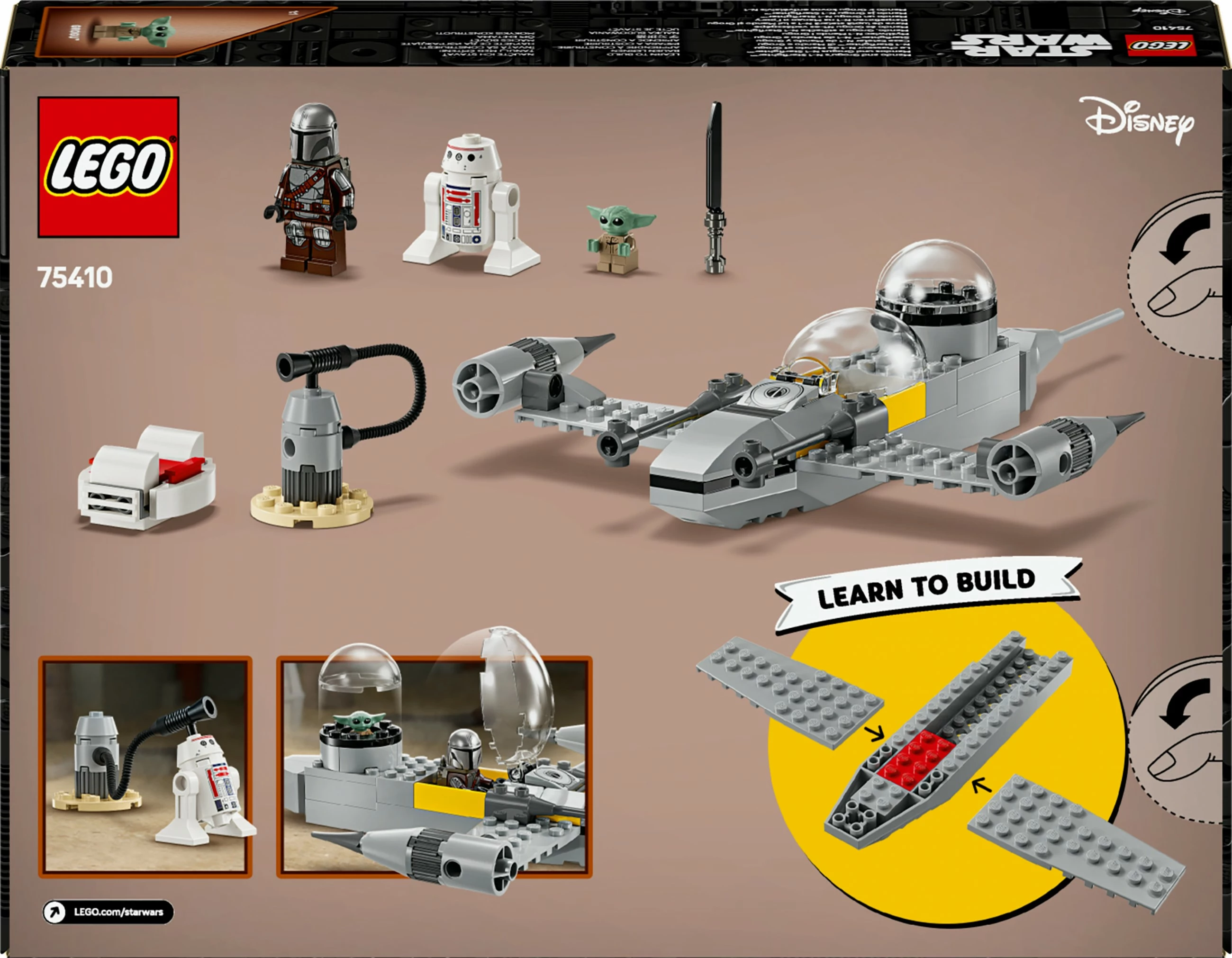 Set za sestavljanje LEGO Star Wars 75410 Mando in Grogu N-1 Starfighter, 92 kosi, večbarven