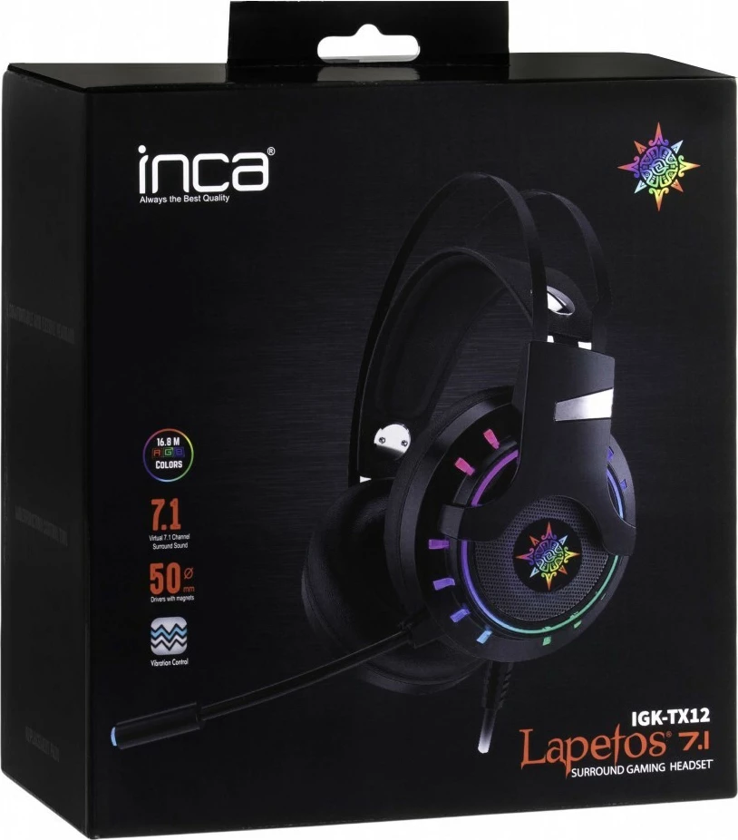 Gaming slušalke INCA IGK-TX12, USB, 7.1, RGB-LED, vibracije