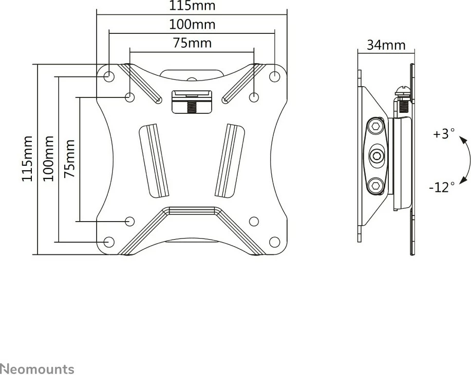 Namizni/stenni nosilec za monitor/TV, nagibni, Newstar NM-W60BLACK, 10–30", jeklo, črn