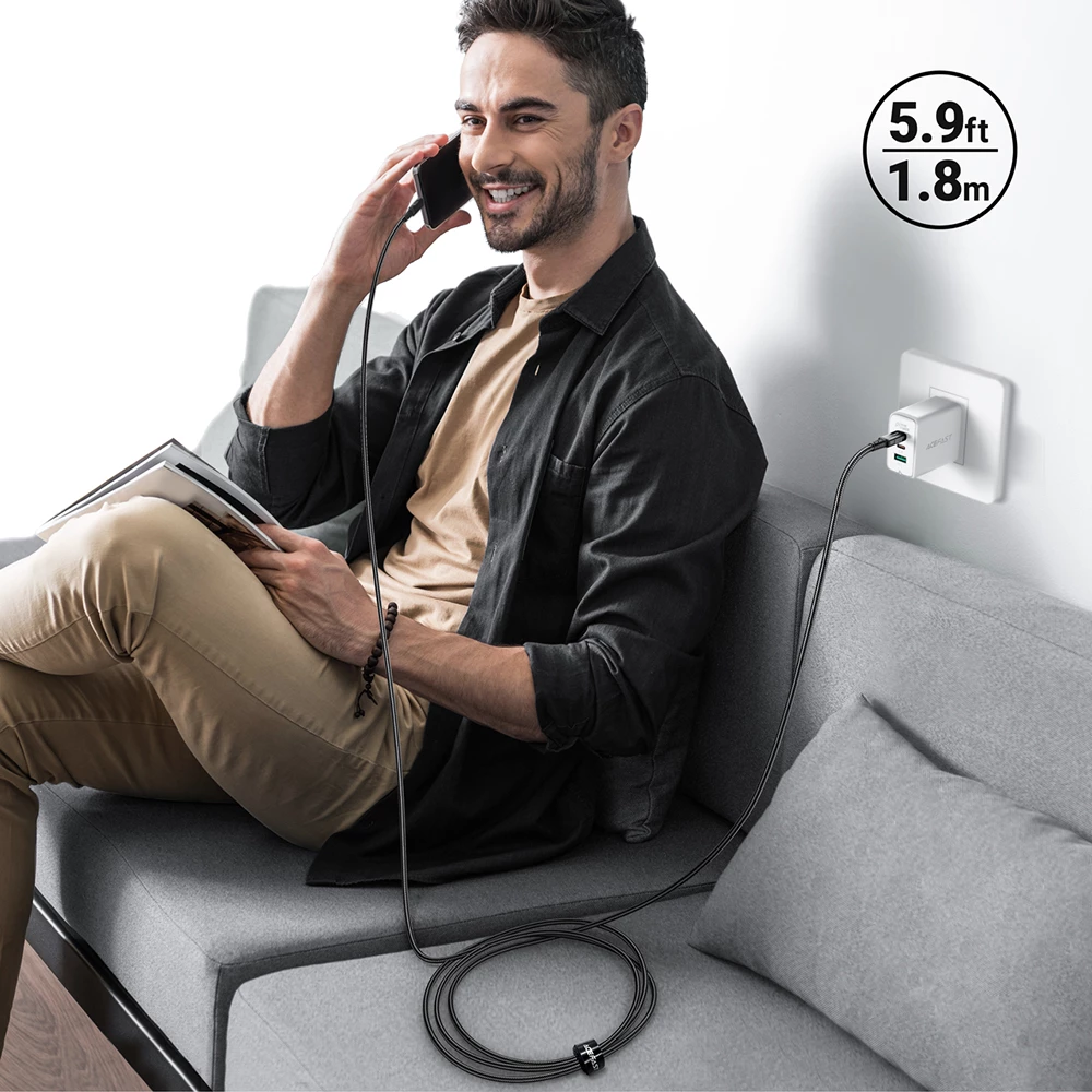 Kabel USB-C na Lightning, Acefast C4-01, 1,8 m, 30W, črn