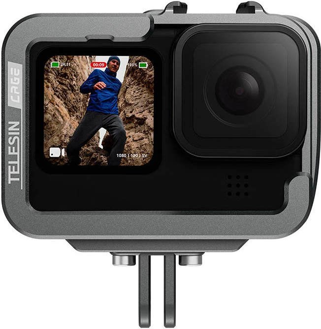 Aluminijasto ohišje za GoPro Hero 12/11/10/9, s vertikalnim adapterjem, sivo, Telesin GP-FMS-G11-TZ