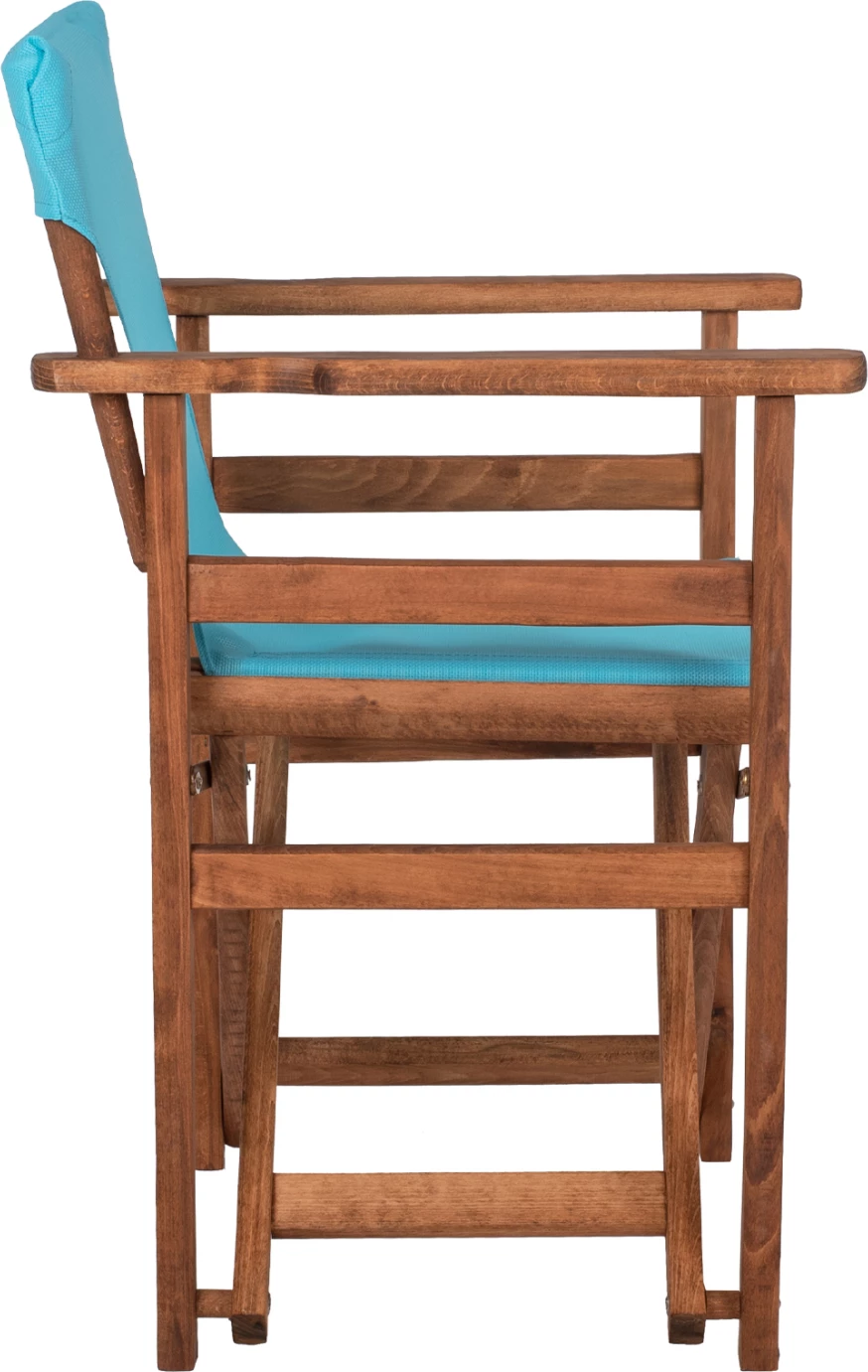 Režiserski stol LIMNOS FH10368.08 v barvi oreha in nebesno modrem textilenu 57x54x88,5 cm