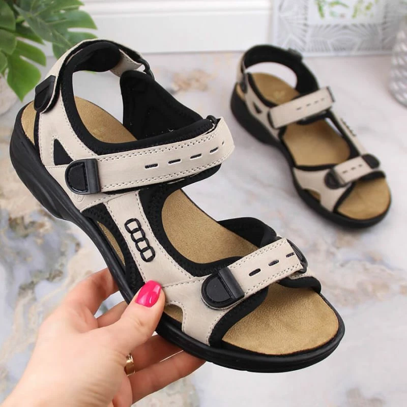 Sandali, udobni ženski sandali Rieker, bež