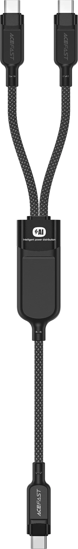 Kabel USB-C 2 v 1, 1,2 m, 100 W, črn Acefast C5-11