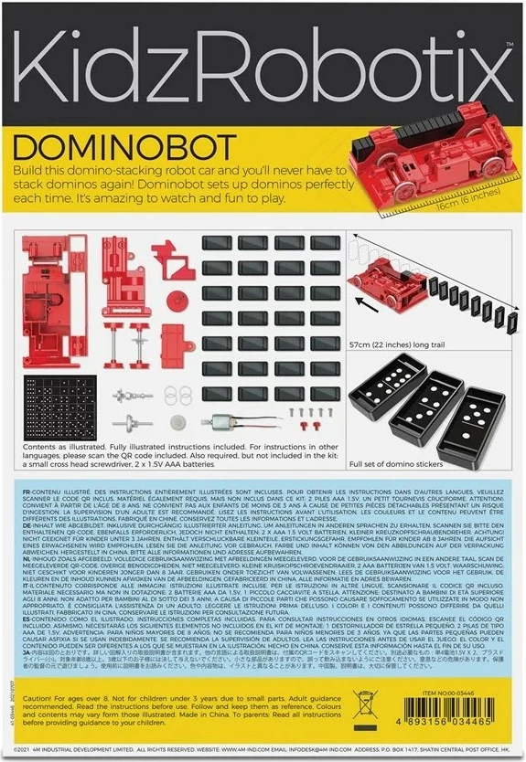 Izobraževalni robotski komplet Dominobot 4m, 24 domin, rdeč