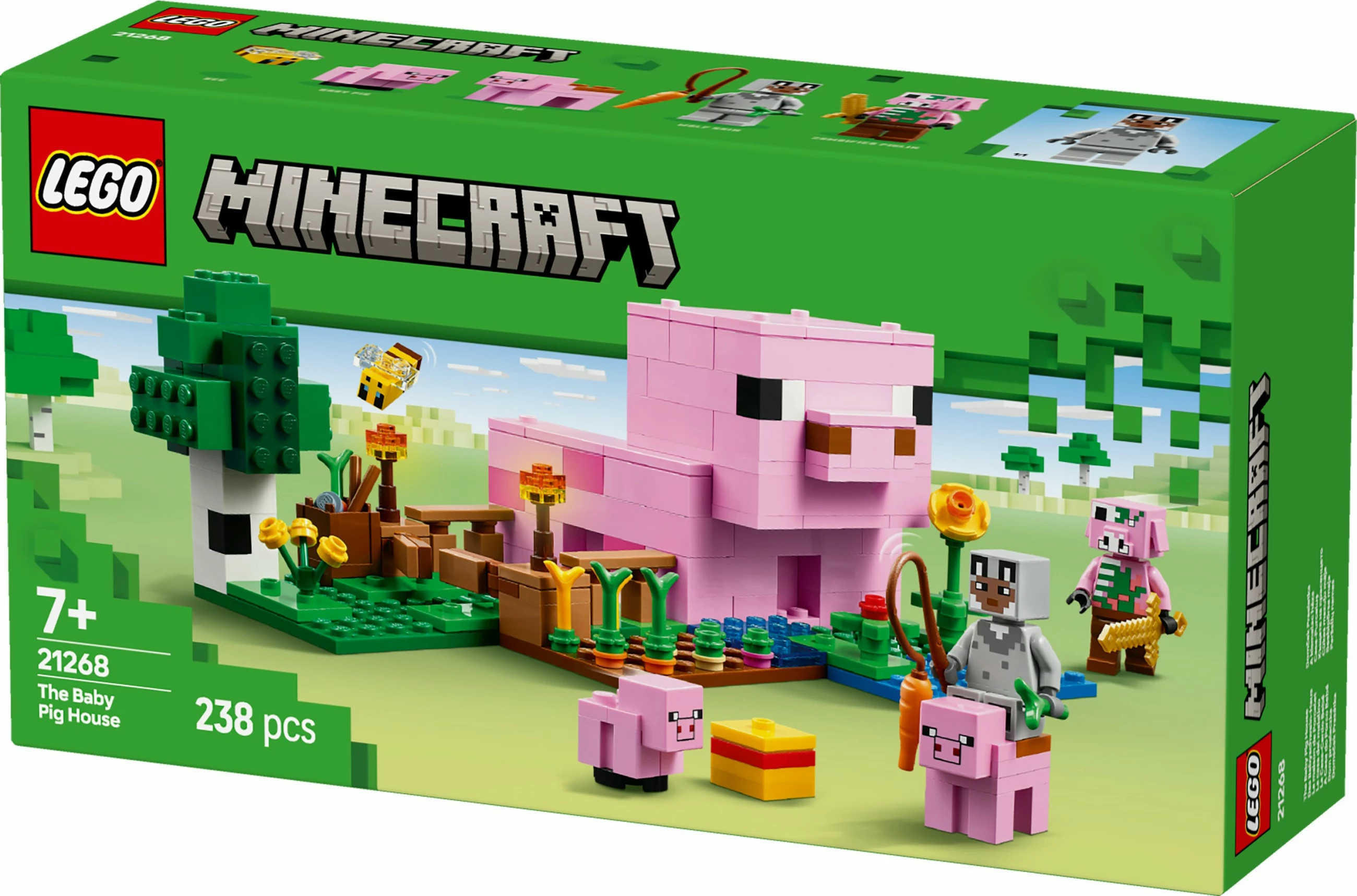 Gradbeni set LEGO Minecraft 21268 Hiša malih prašičkov, 238 kosov, večbarvno