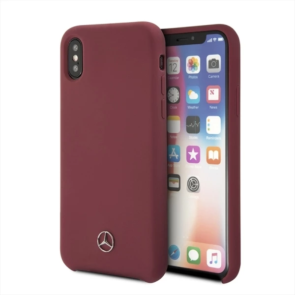Zaščitni ovitek Mercedes Silicone Line za iPhone X/XS, rdeč