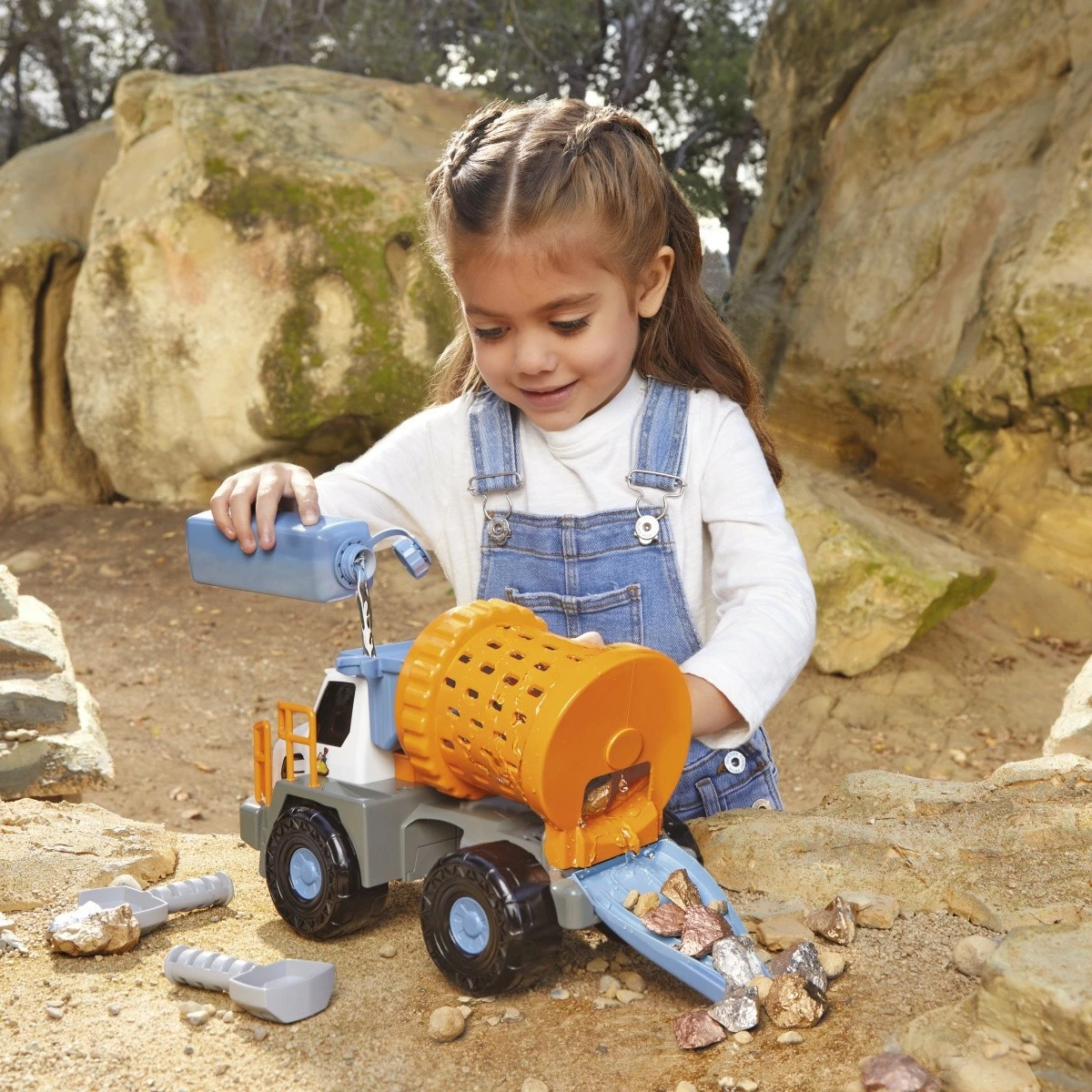 Set kamion rudarski Little Tikes Mining Truck Big Adventures, plastika, 27 cm, azurno/sivo/oranžno/belo
