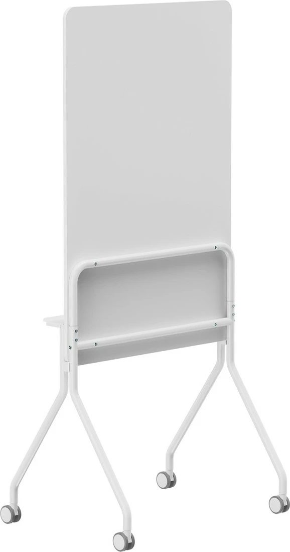 Tabla za suho brisanje 119x79 cm, mobilna z 4 kolesi z zavoro, nemagnetna, vertikalna, vključuje marker in gobico — Ergo Office ER-305, bela