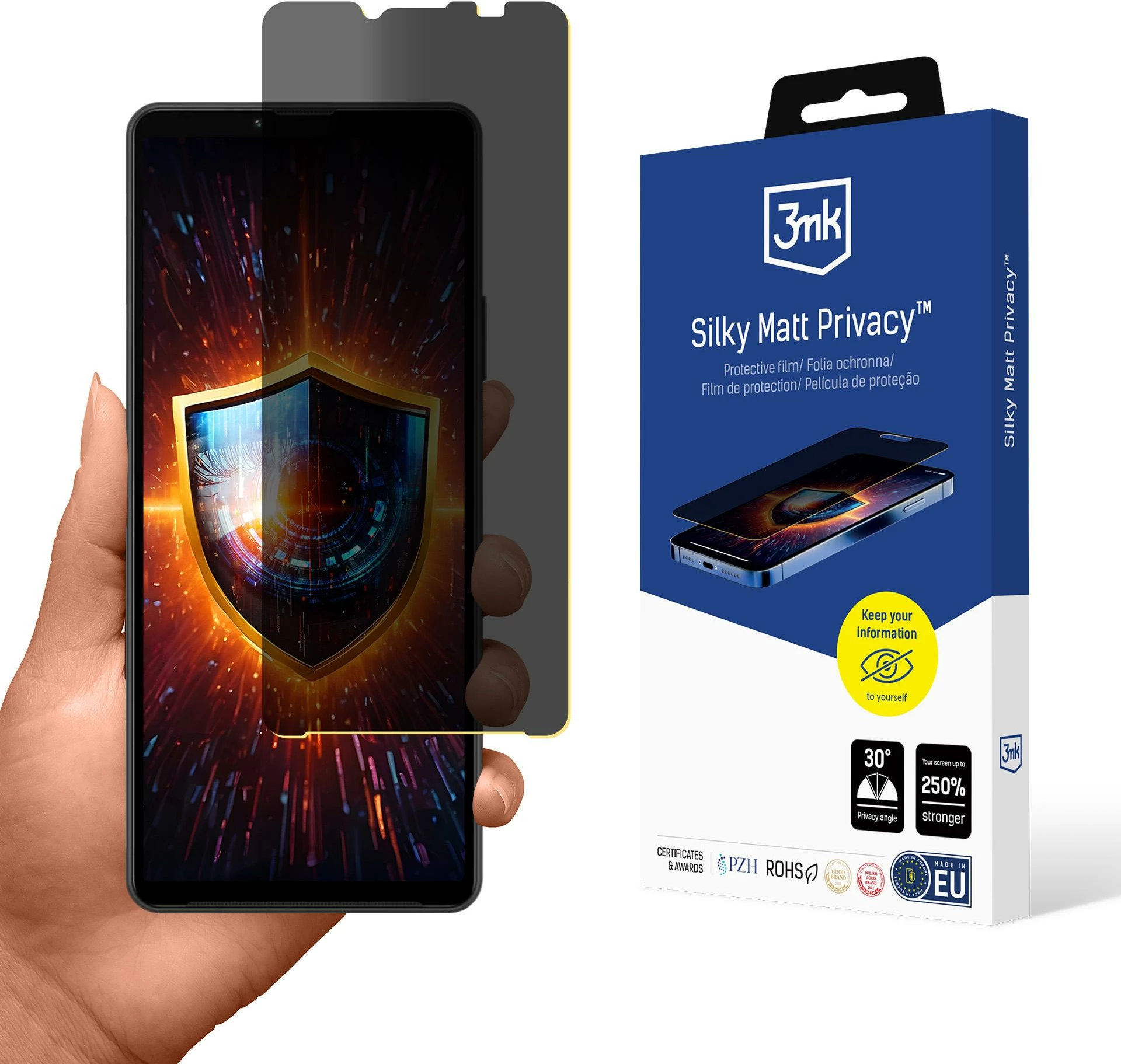 Zaščitni mat zaslon z zasebnostjo 3mk Silky Matt Privacy za Sony Xperia 10 IV, mat, učinek zasebnosti