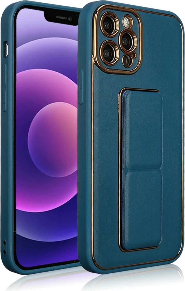 Ovitek z nosilcem Hurtel New Kickstand za iPhone 13 Pro Max, moder