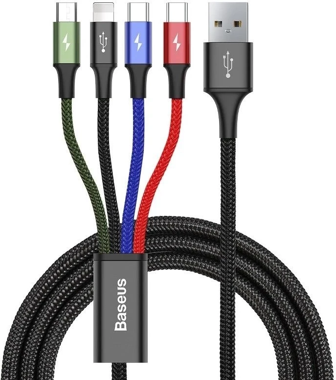 Hitri kabel 4v1 Baseus 2x USB-C / Lightning / Micro 3,5A 1,2 m, črn