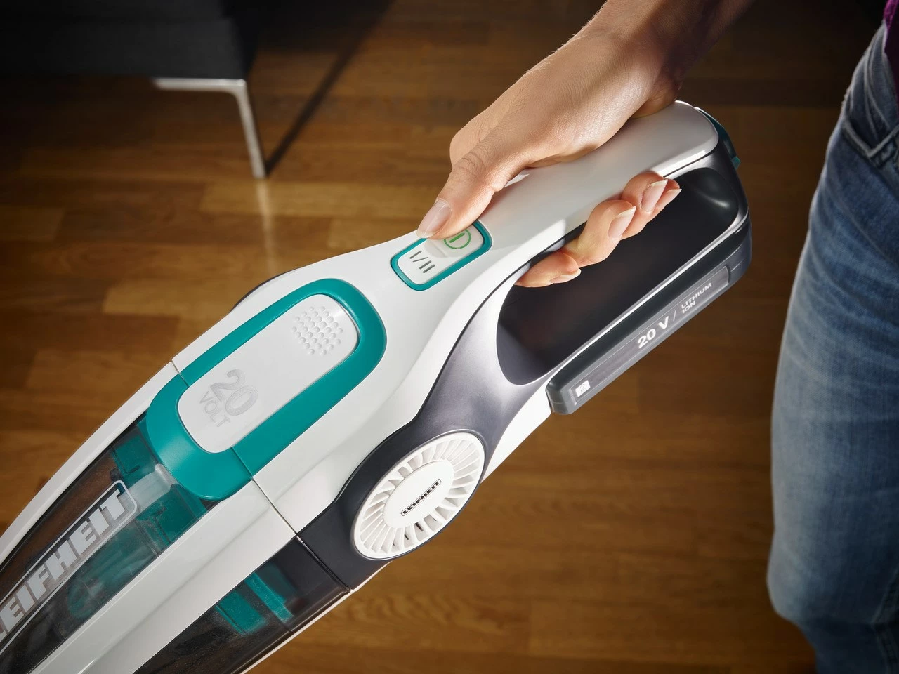 Brezžični sesalnik 2-v-1, brez vrečke, 20V, bel/moder Leifheit PowerVac