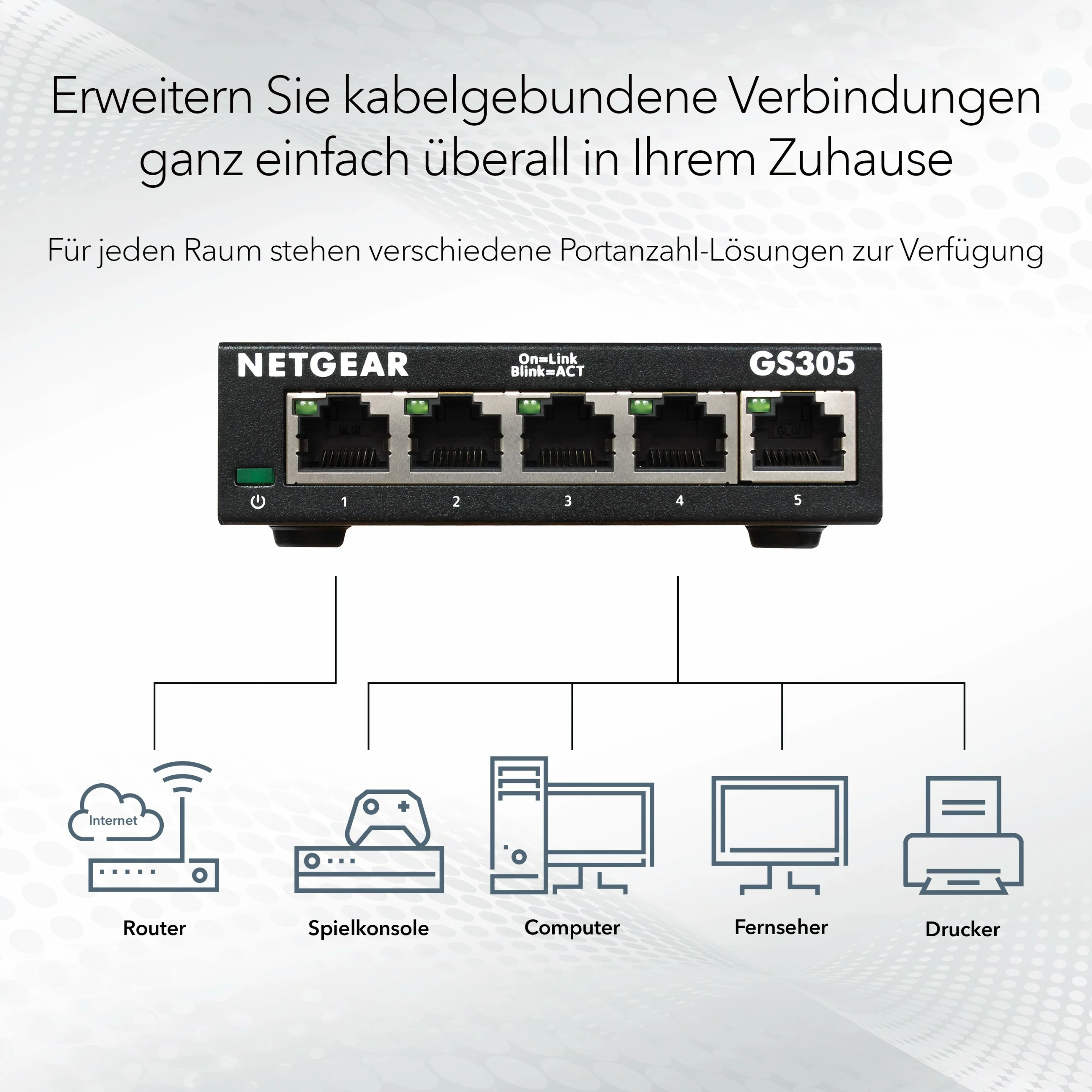 Preprost stikalo NETGEAR GS305, Gigabit Ethernet, nep Montažno