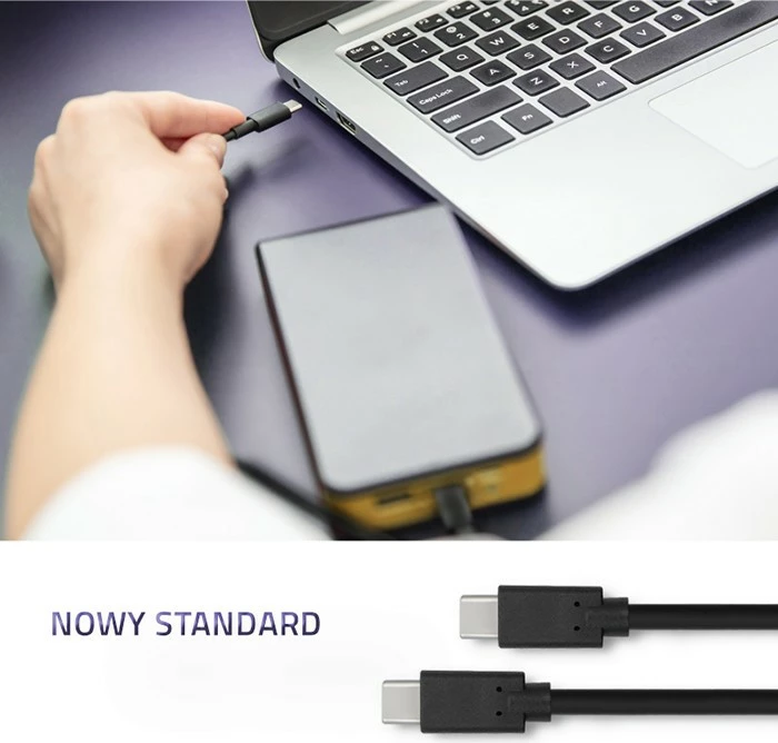 Kabel USB Type-C, 3 m, črn, Qoltec 52353