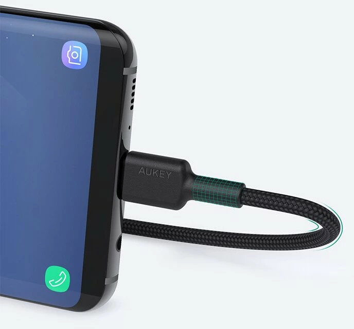 Kabel USB-A na USB-C, 0,9 m, 60 W, najlon, črn — AUKEY CB-CD30