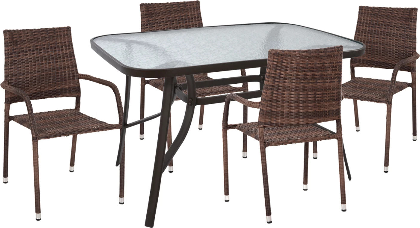 Zunanji jedilni set 5 kosov MORNER FH21028 rjava kovina in pletenina