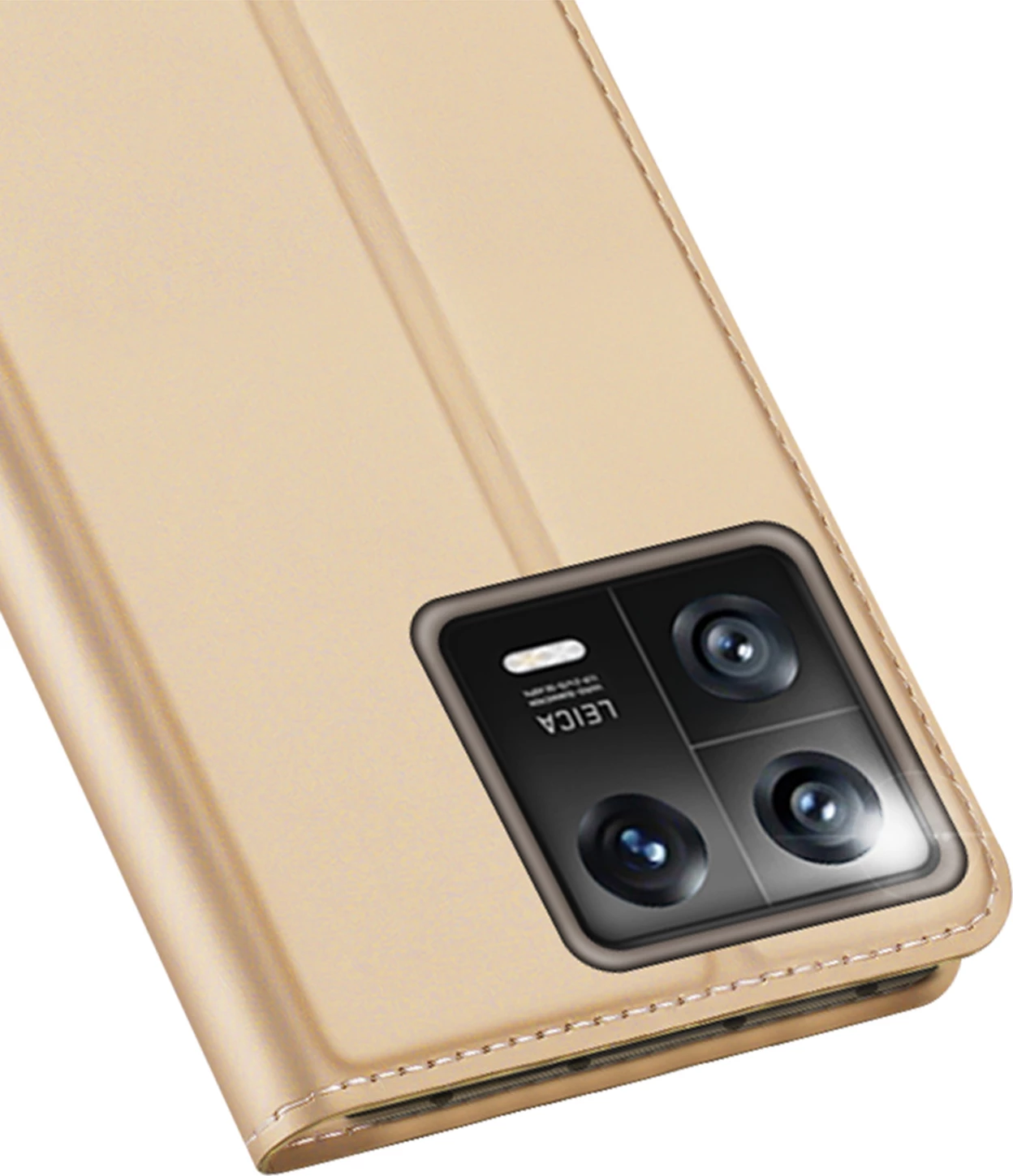 Ovitek za telefon z pokrovom, žepom za kartico in funkcijo stojala, zlati — Dux Ducis Skin Pro za Xiaomi 13