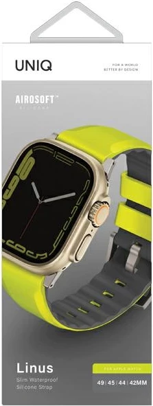 Silikonski pašček Airosoft za Apple Watch UNIQ Linus, 42/44/45/49 mm, lime