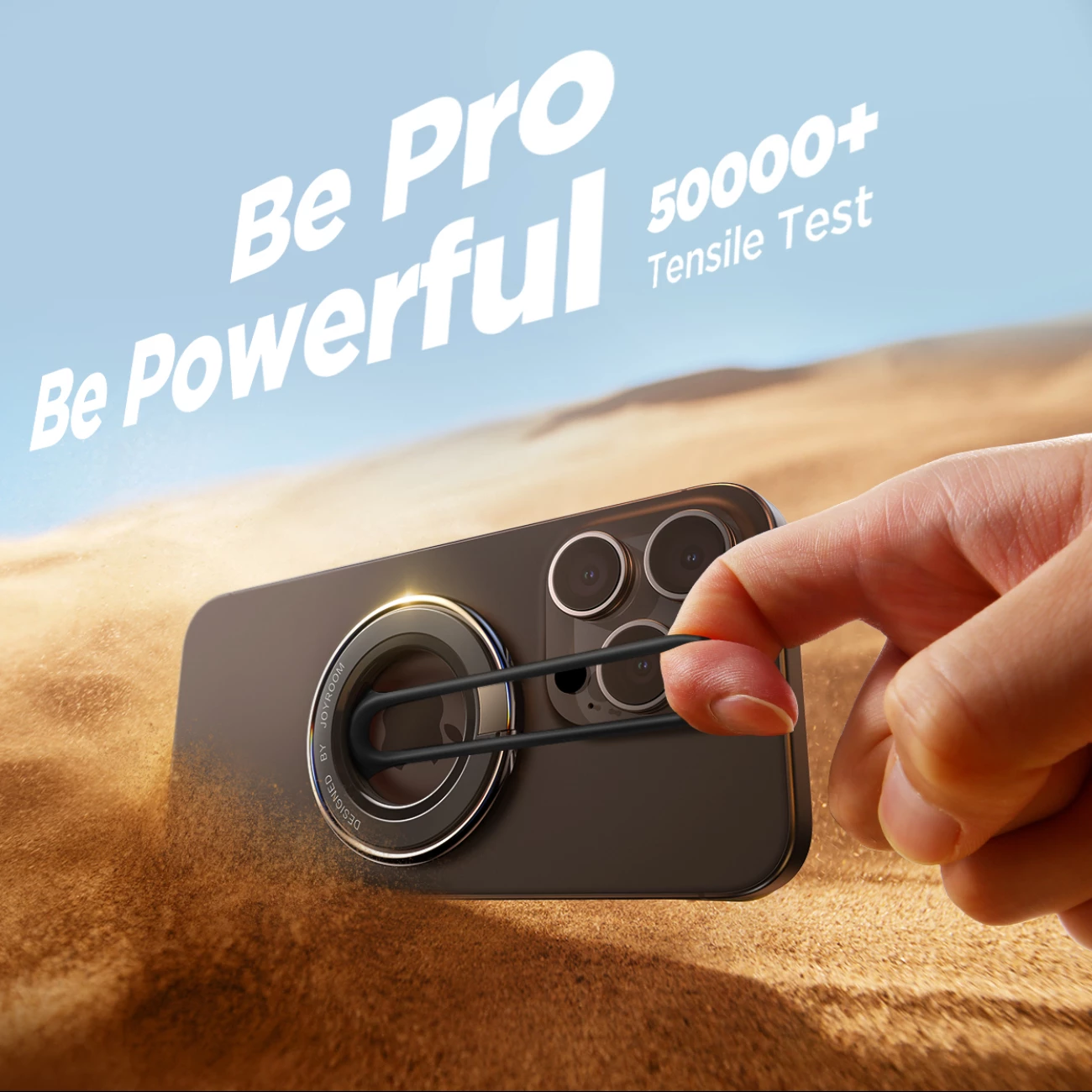 Magnetni nosilec MagSafe, prstan za prst, združljiv z iPhone 12–15 in telefoni 4,7–7", se spremeni v stojalo Joyroom JR‑ZS383, črn