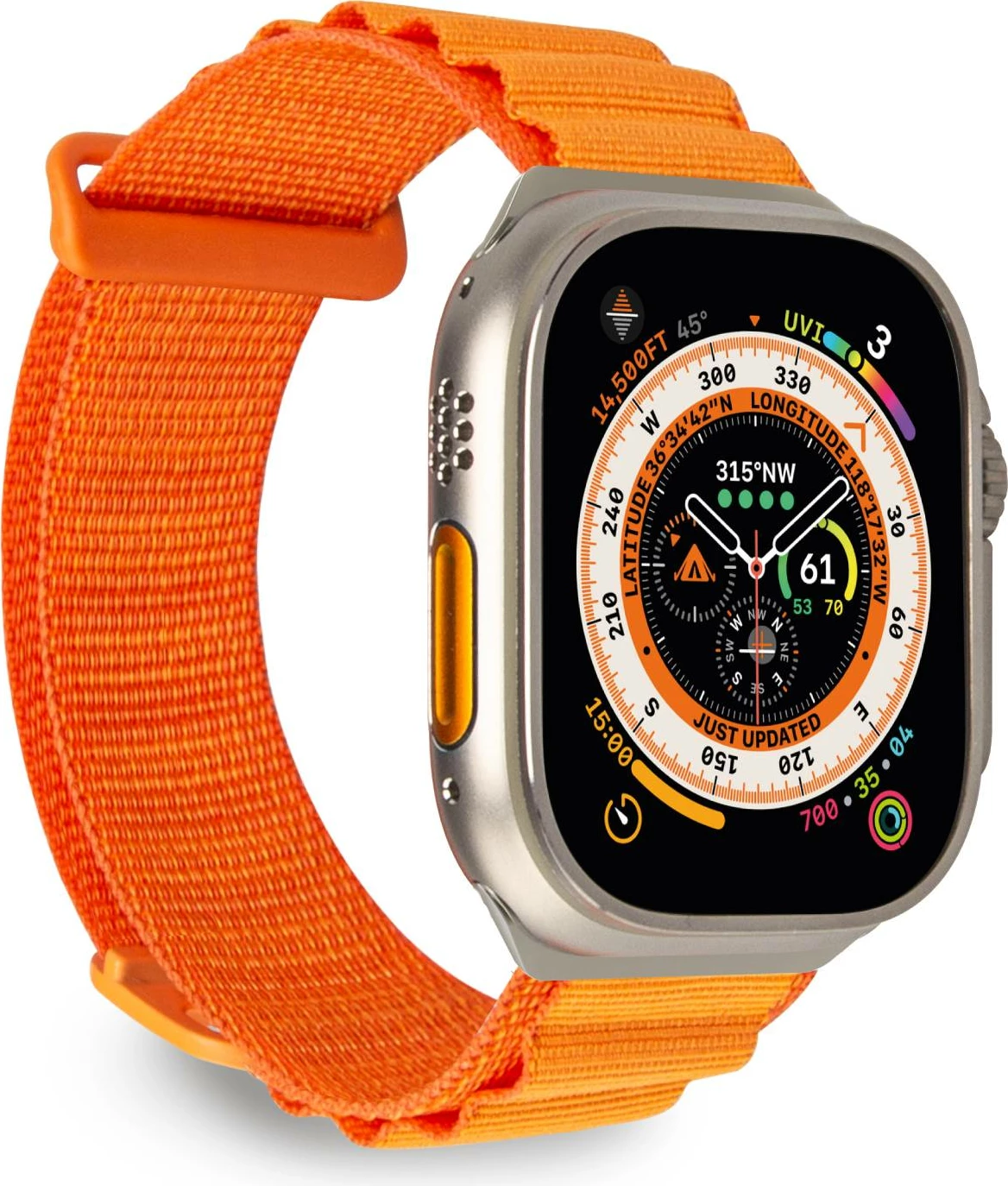 Najlonski pašček za Apple Watch Puro Extreme, 42/44/45/49 mm, oranžen