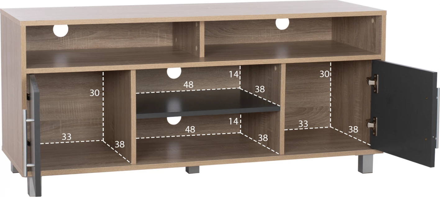 TV omarica iz melamina DANNA v sivi in sonama barvi 120x40x55 cm