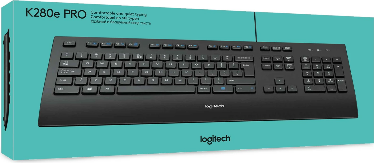 Polna velikost žična tipkovnica za podjetja Logitech K280e, USB, QWERTY, črna