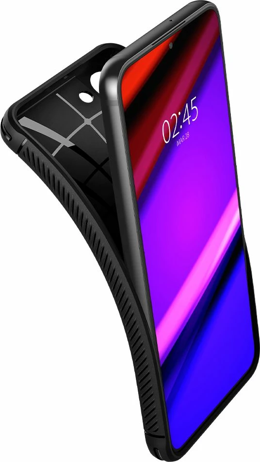 Ovitek za telefon Rugged Armor Spigen za Samsung Galaxy S22, črn