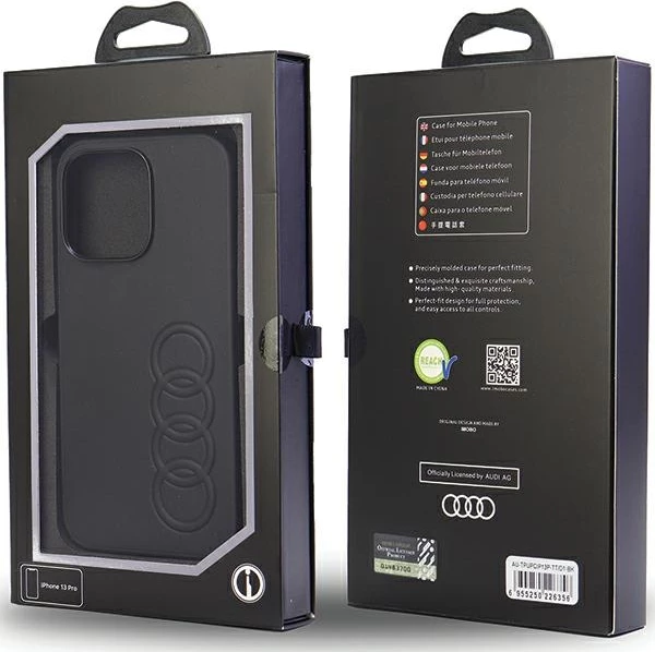 Ovitek za telefon za iPhone 13 Pro / 13, 6,1", Audi, umetno usnje, črn