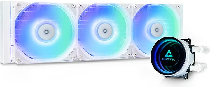 Sistem vodnega hlajenja Chieftec CLC-360-RGB-W, 3 ventilatorji 12 cm, bel
