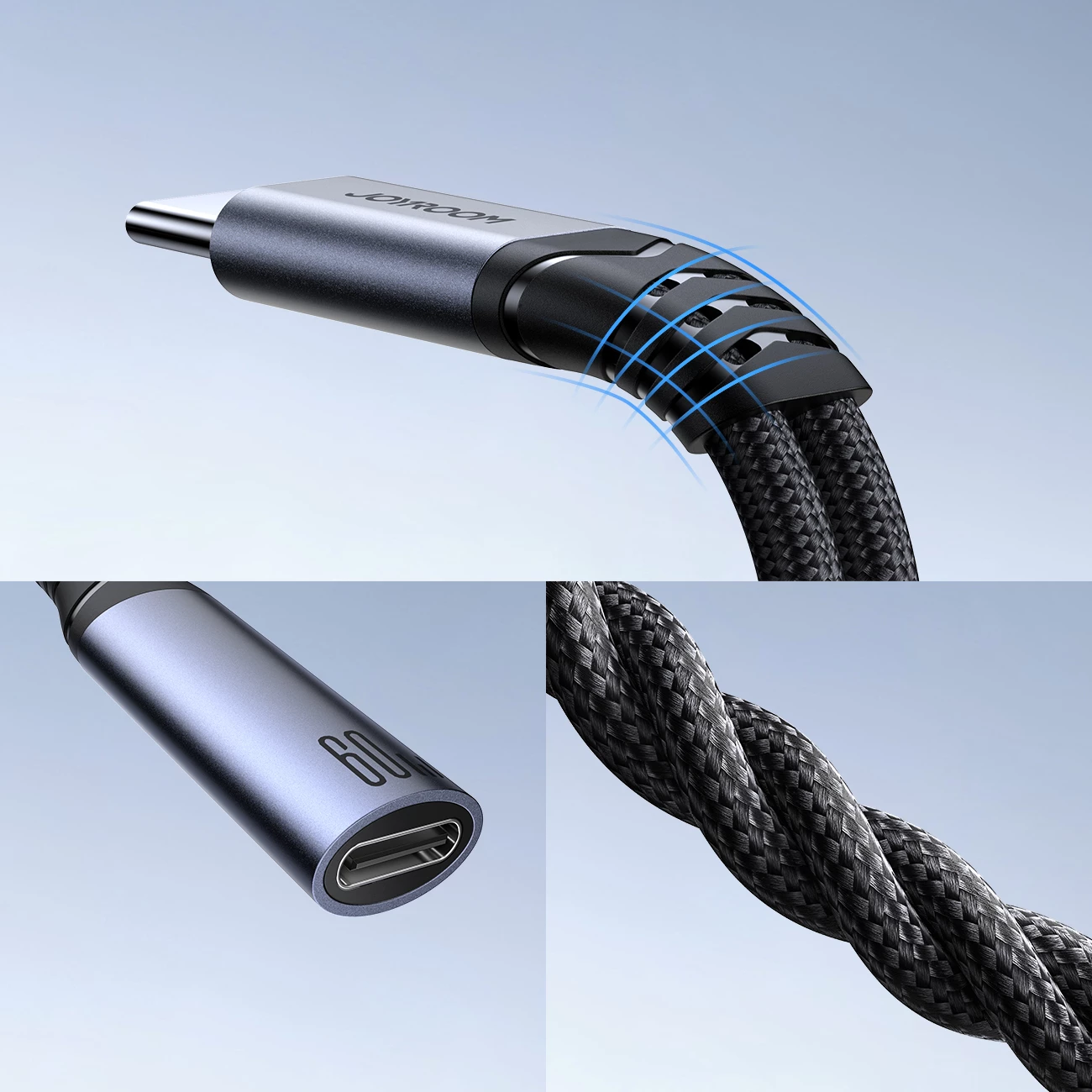 Adapter USB-C v 2x USB-C, DAC, 60 W, črn Joyroom SY-C03