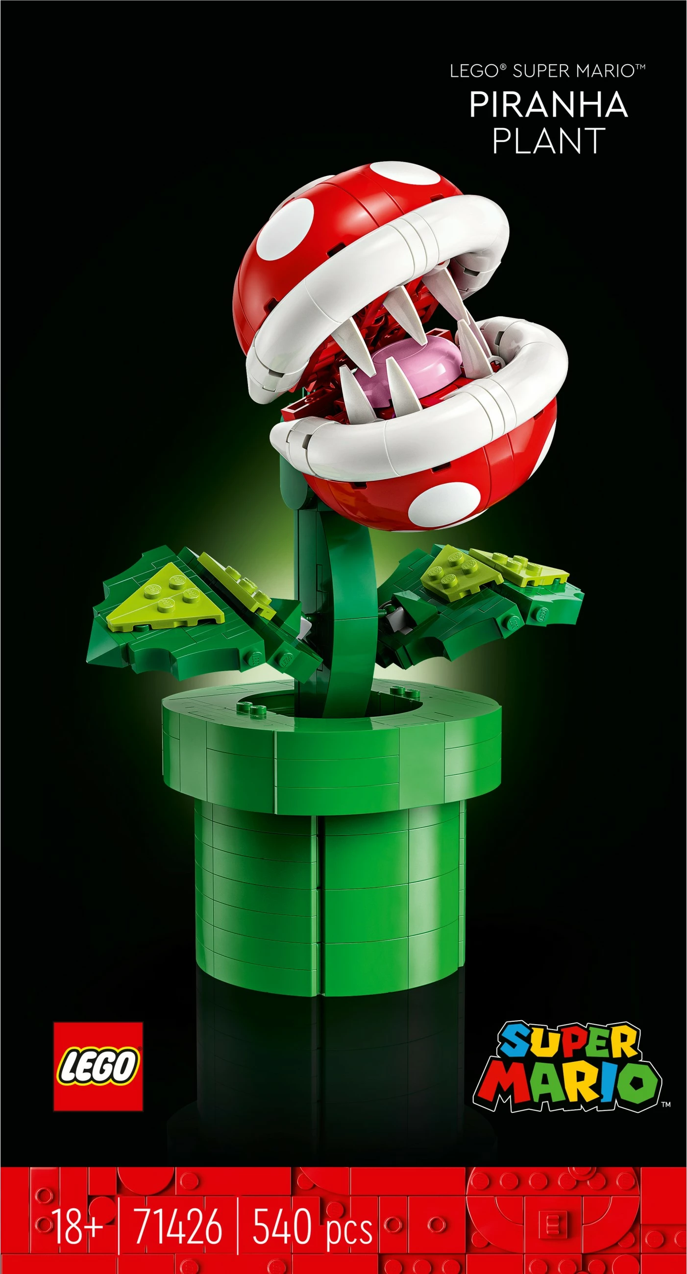 Model za razstavo Piranha Plant LEGO Super Mario, 540 kosov, večbarven