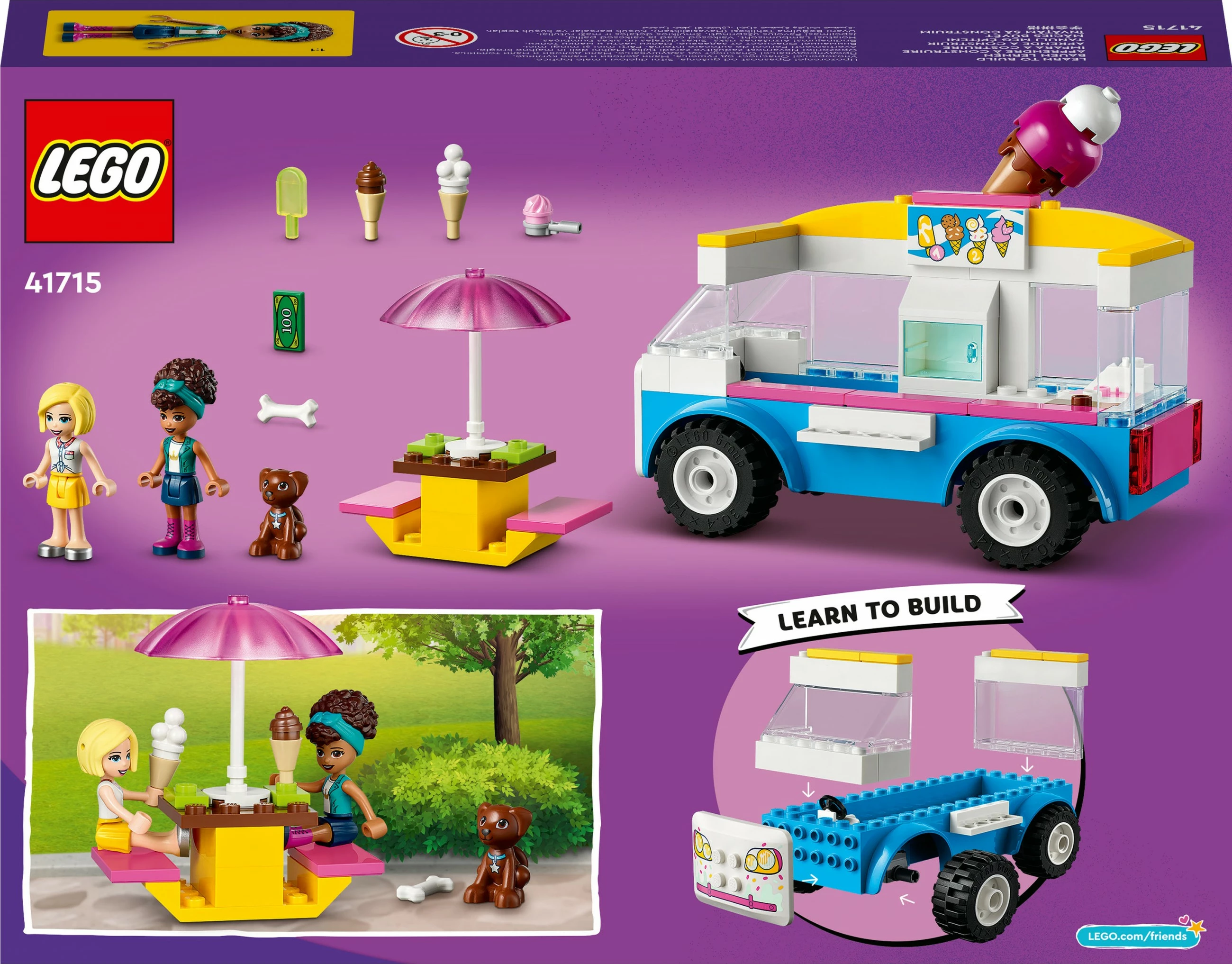 Set za sestavljanje z avtodomom za sladoled LEGO Friends 41715, 84 kosi, večbarven
