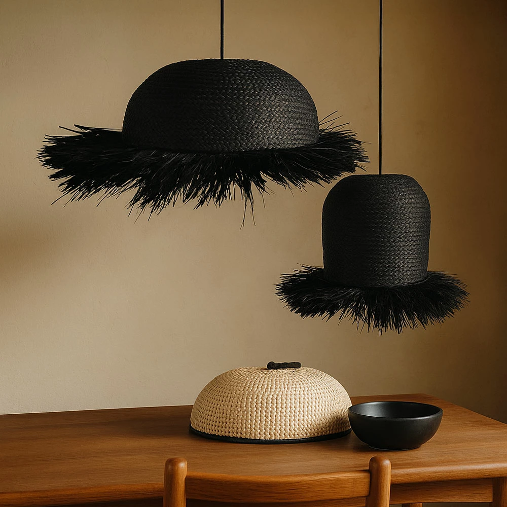 Viseča svetilka, morska trava, črna, 40x40x47 cm, Bangai