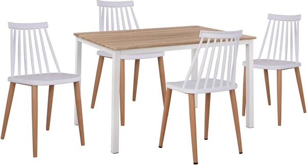 Set 5 kosov Miza Sonama & stoli Vansess Bela Barva Kovinski stol FH11002.01 110x70x76 cm