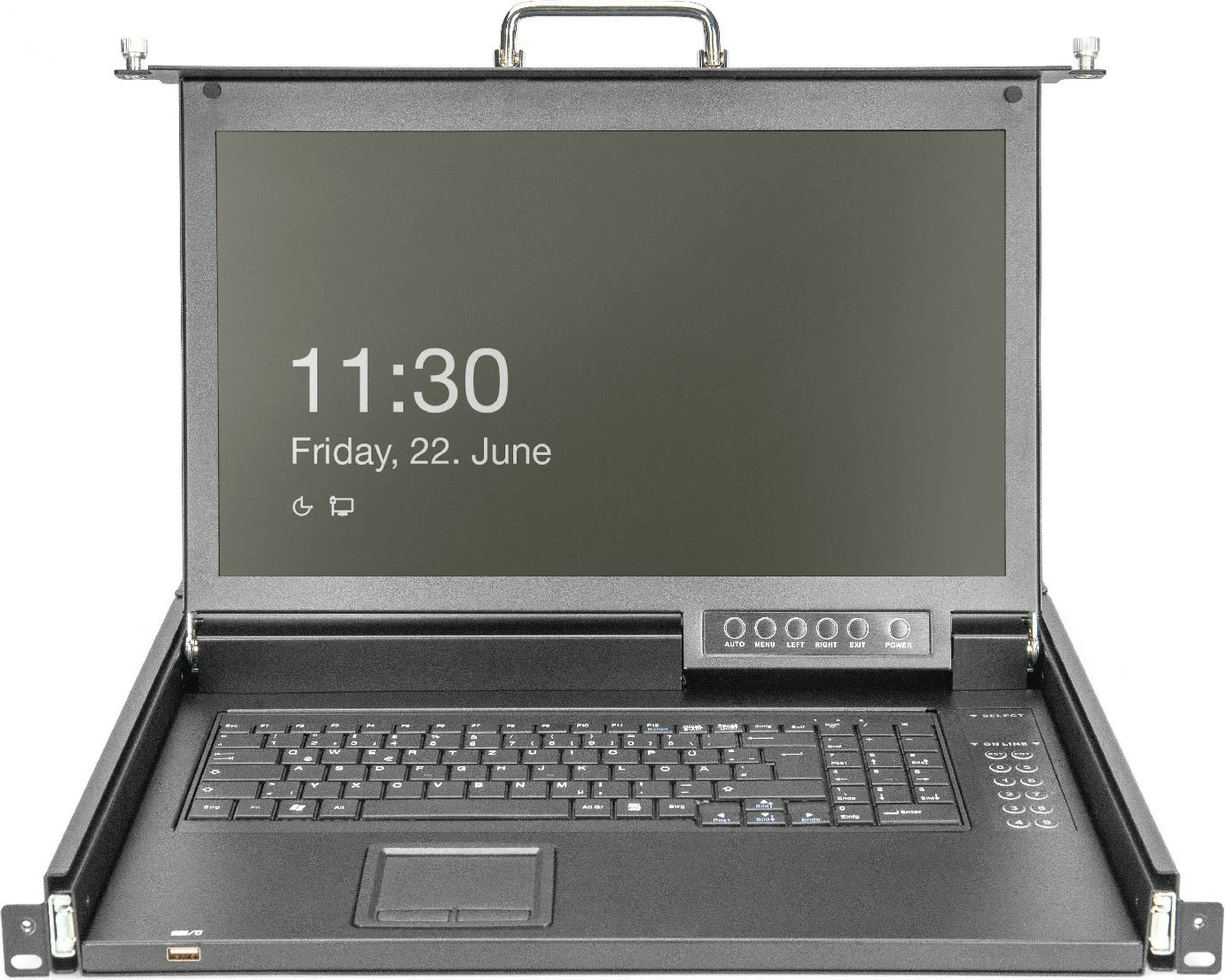 Modularna konzola 17" HD LCD, 8-portni HDMI KVM, v nemščini, črna — Digitus