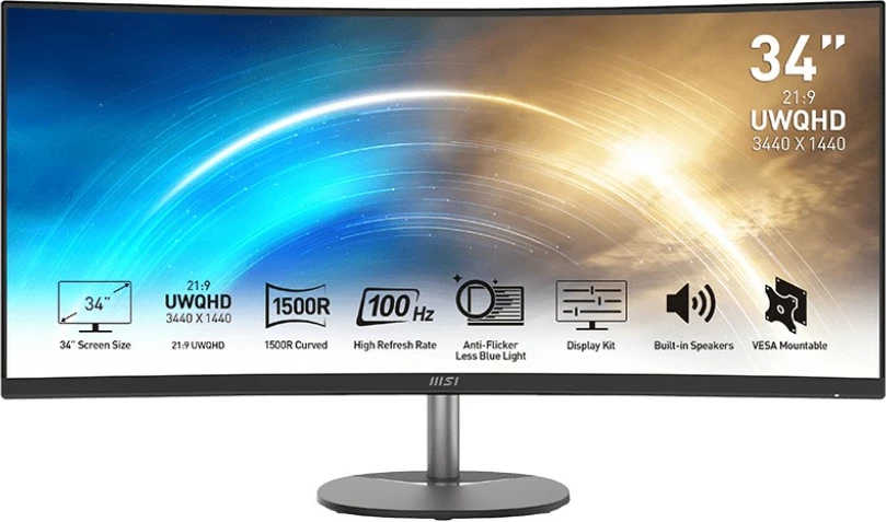 UltraWide Quad HD 34" monitor MSI PRO MP341CQDE, črn