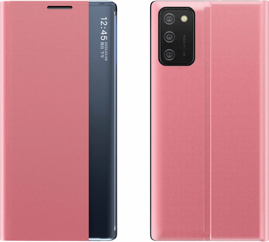 Ovitek z nosilcem Hurtel za Samsung Galaxy A03s, rožnate barve