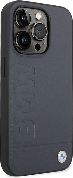 Zaščitni ovitek za iPhone 14 Pro Max 6,7", BMW BMHMP14XSLLNA, usnje, MagSafe, mornarsko modra