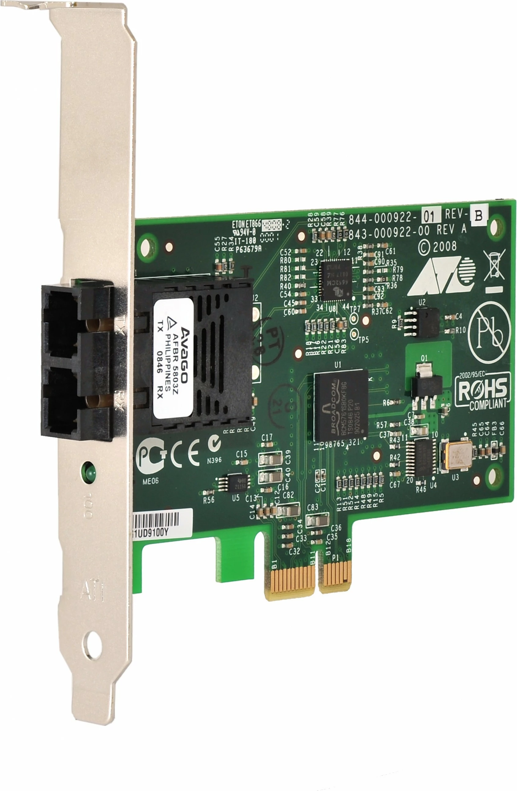 Omrežna kartica 100BASE-FX (PCI Express x1), Allied Telesis, zelena